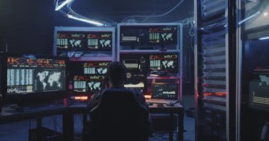 Birden çok monitörlü bilgisayar kullanan bilgisayar korsanı