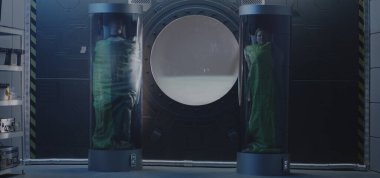 Astronotlar cam kapsüllerde uyur.