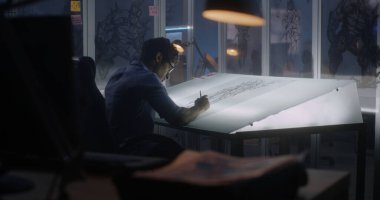 Genç grafik tasarımcısı çizim sanatı
