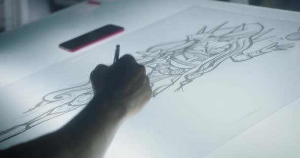 Grafik tasarımcı çizim sanatı — Stok video