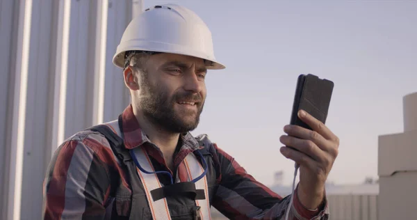 Engineer having a video call