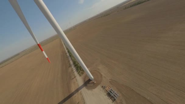 Employees on steps of windmill — Stock Video