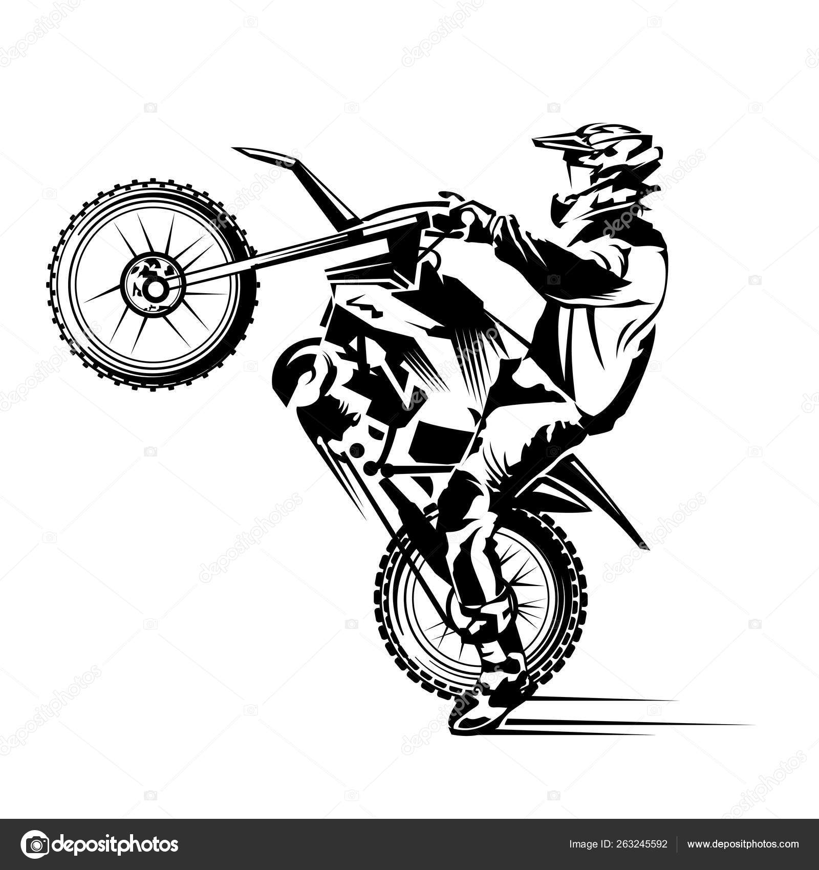 Motocross Rider Executando Um Salto Alto. Estilo Dos Desenhos Animados.  Ilustração Vetorial Conceitual Sobre O Esporte Do Motocross. Ilustraciones  svg, vectoriales, clip art vectorizado libre de derechos. Image 77835190