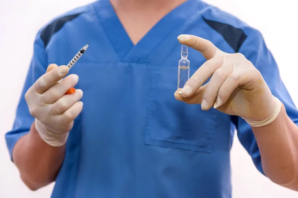 Young Doctor Syringe Isolated White Vaccination Concept — Stock Photo, Image