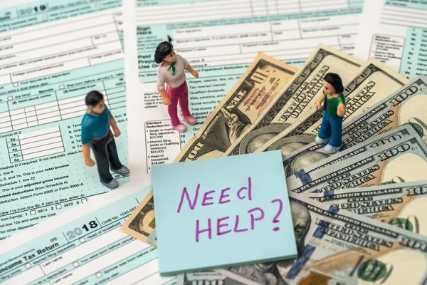 Need Help Text Sticker 1040 Tax Form — Stock Photo, Image