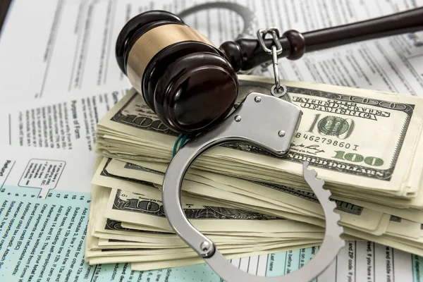 Concept Problems Law Police Handcuffs Handcuff Lie Usa 1040 Tax — Stock Photo, Image