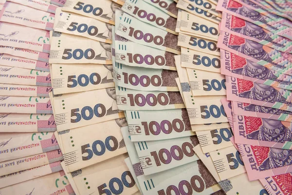 Neues Ukrainisches Geld 200 500Er Und 1000 Scheine Als Hintergrund — Stockfoto