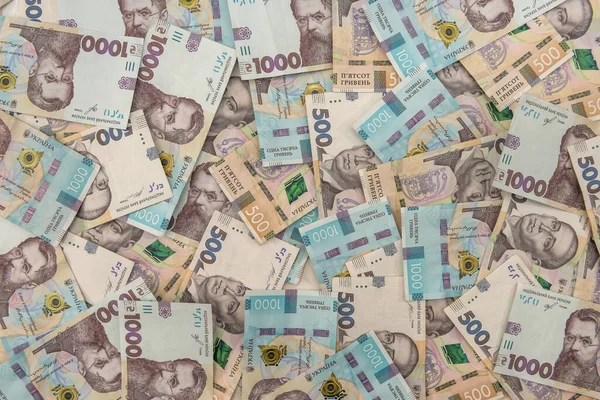 Sömlös Textur Verkliga Nya Ukrainska 500 Och 1000 Sedlar Det — Stockfoto