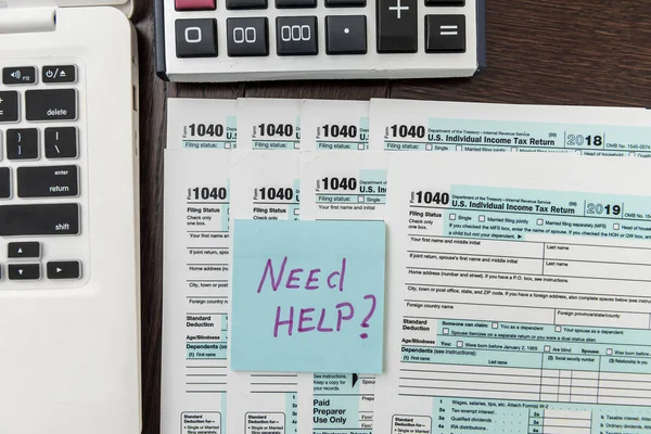 Federal 1040 Formulario Impuestos Con Etiqueta Engomada Calculadora Pluma Documentos — Foto de Stock