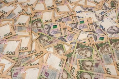 Ukrayna Para geçmişi. 500 banknot. Hryvnia (UAH). Üst görünüm.