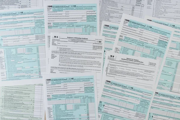 1040 Formulaire Impôt Près Bureau Temps Fiscal Concept Taxes — Photo