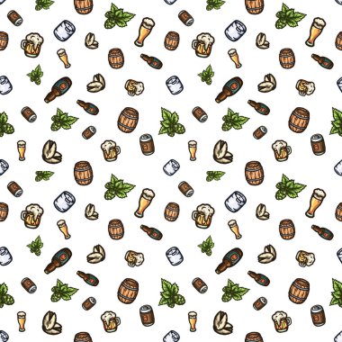 Elle çizilmiş Dikişsiz desen bir bira Tema.