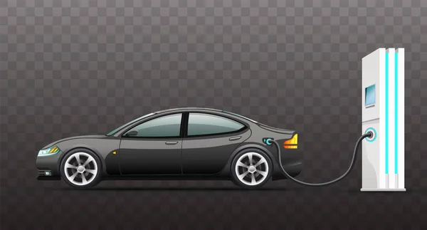 Realistic vector illustration of electric car. — Stock Vector