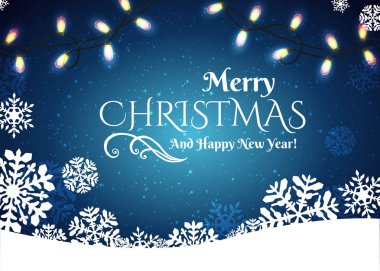 kar taneleri ve ışıkları Noel arka plan