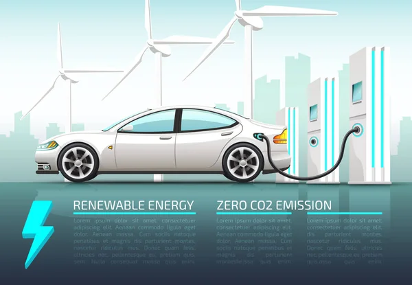 Elektrikli Araba gerçekçi vektör çizim. — Stok Vektör