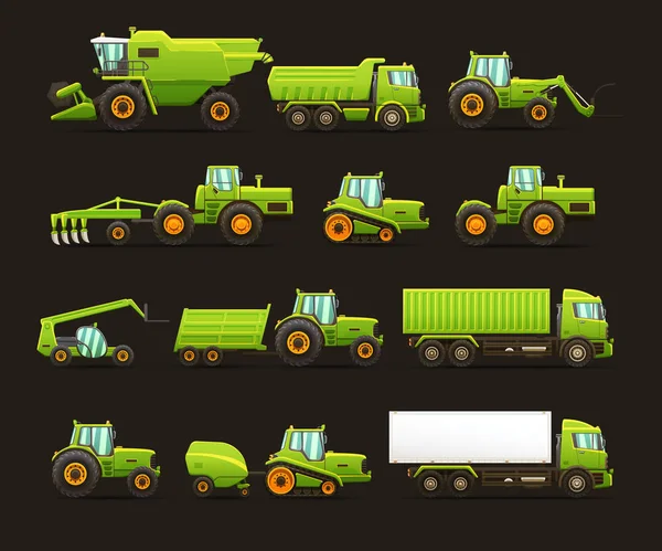 Vector van de geïsoleerde illustraties set van landbouwmachines. — Stockvector