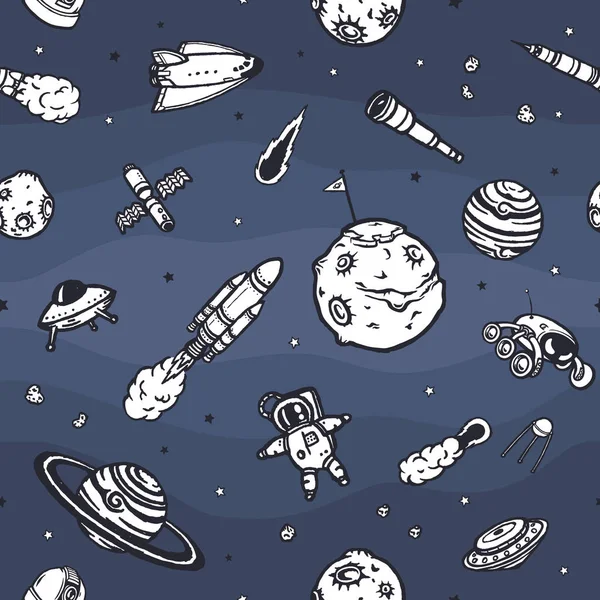 Ręcznie rysowane astronomia doodle wzór. — Wektor stockowy