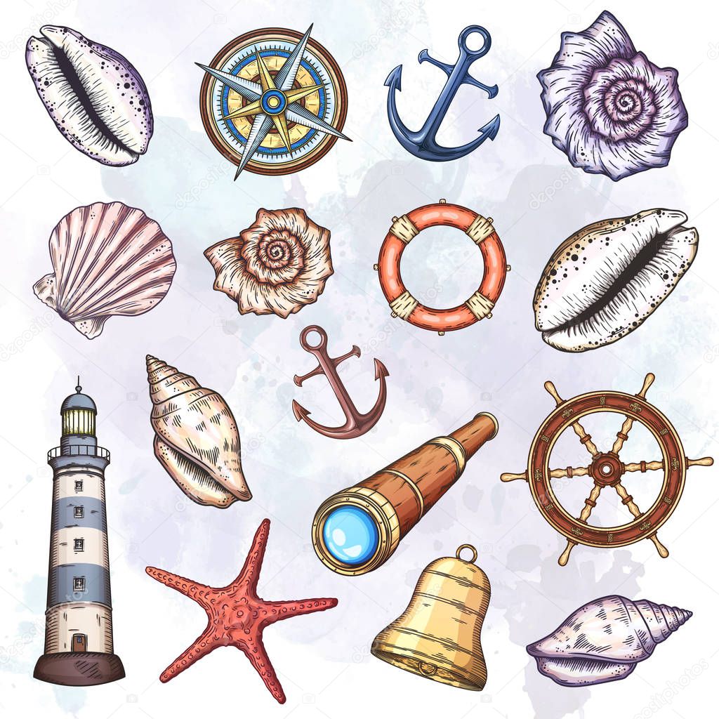 Nautical illustrations set.