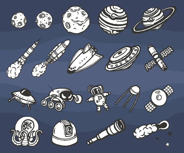 Ensemble de griffes d'astronomie dessinées à la main . — Image vectorielle