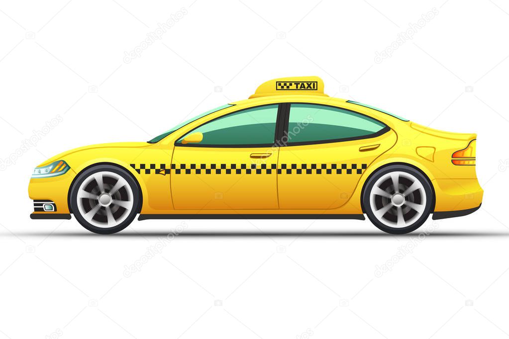 Illustration of taxi car, isolated on a white background.