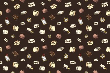 Elle çizilmiş lojistik simgeler izole eps10 çizimler vektör.