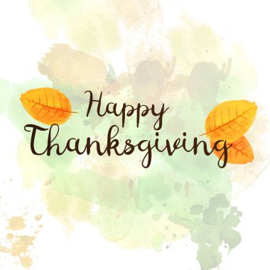 Mutlu Şükran günleri çizilmiş metin ile sonbahar tebrik yaprakları.