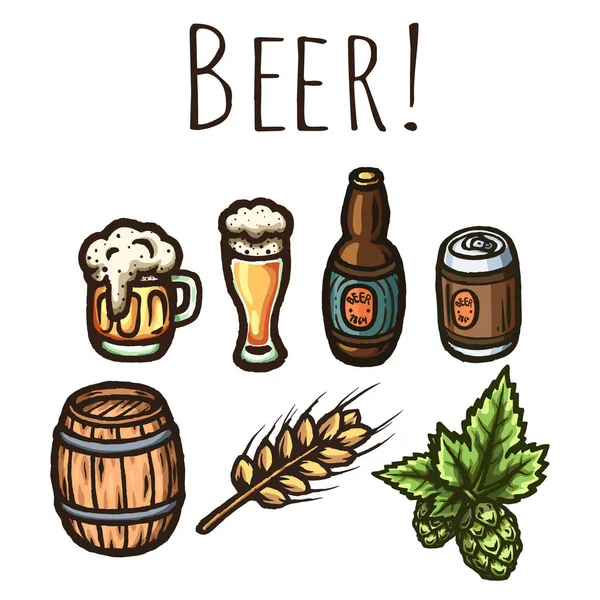 ビール テーマに関するイラストのセット. — ストックベクタ