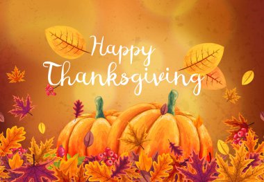 Mutlu Şükran günü arka plan ile stilize sonbahar yaprakları.