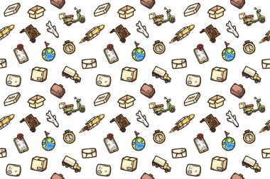 Elle çizilmiş lojistik simgeler izole eps10 çizimler vektör.