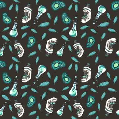 Elle çizilmiş vektör eps10 biyolojik seamless modeli.