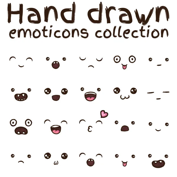 Hand drawn vector eps10 emoticons collection isolated illustrations. — Stock Vector