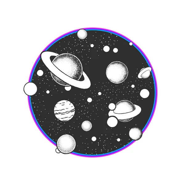 Astronomi doodles koncept. Vector eps10 kosmos illustrationer. — Stock vektor
