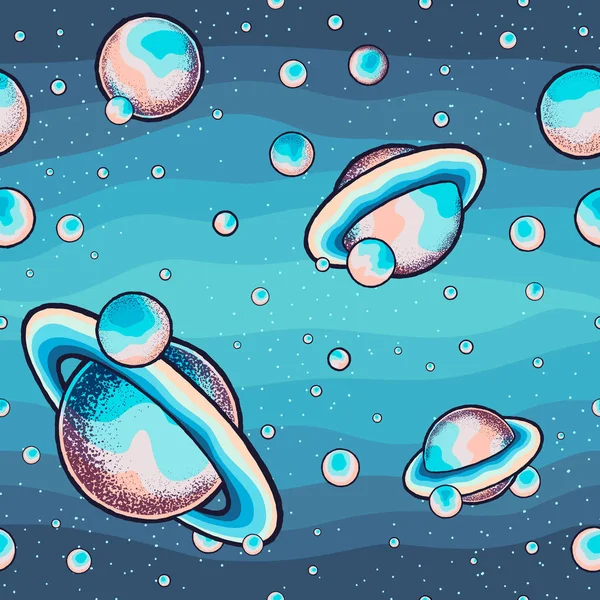 Vector eps10 seamless pattern with space illustrations.