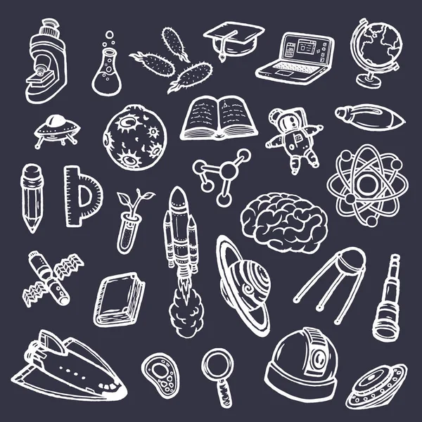 Set of hand-drawn scientific doodles vector eps10. — Stock Vector