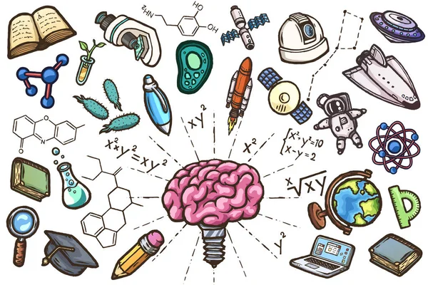 Set scientifico di icone vettoriali disegnate a mano . — Vettoriale Stock