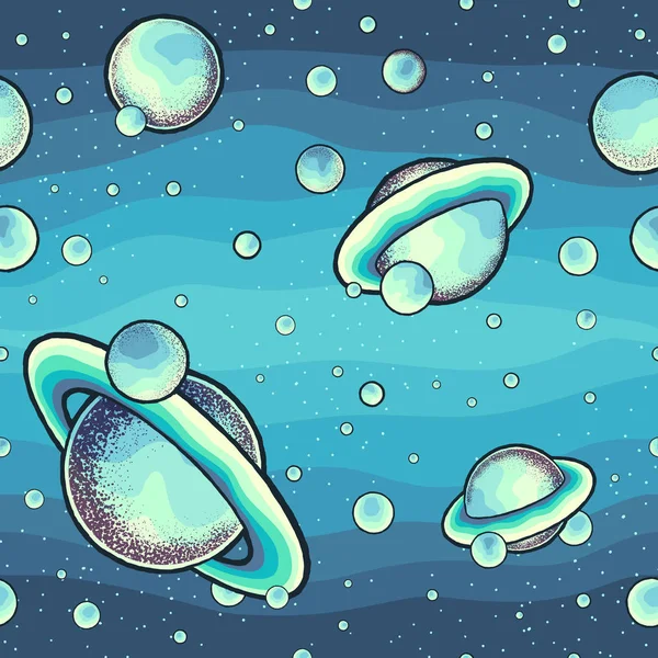 Vector eps10 seamless pattern with space illustrations.