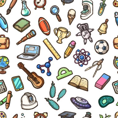 Okul Dikişsiz desen vektör eps10 çizim doodles.