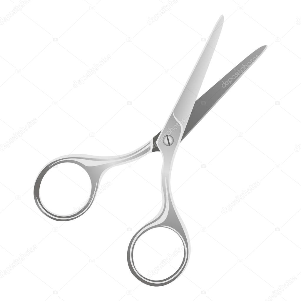Vector isolated illustration of metal hair scissors.