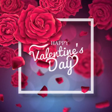 Sevgililer günü tipografi poster gerçekçi güllü.