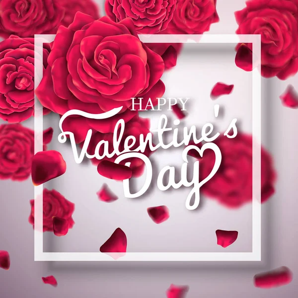 Sevgililer günü tipografi poster gerçekçi güllü.