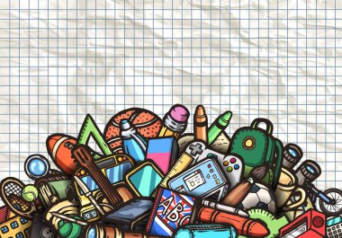 Karikatür tarzında vektör kavramsal eğitim arka plan.