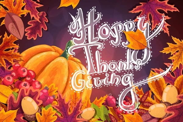 Feliz Thanksgiving fundo com folhas de outono estilizadas . — Vetor de Stock