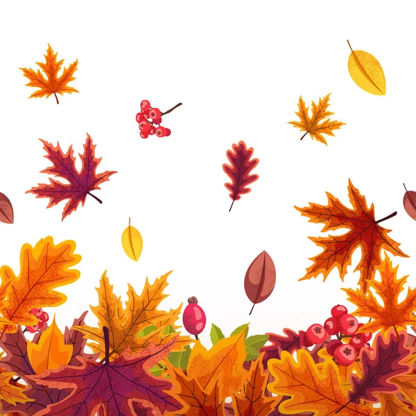 様式化された秋のシームレスなパターンをベクトルを葉します。. ベクターグラフィックス