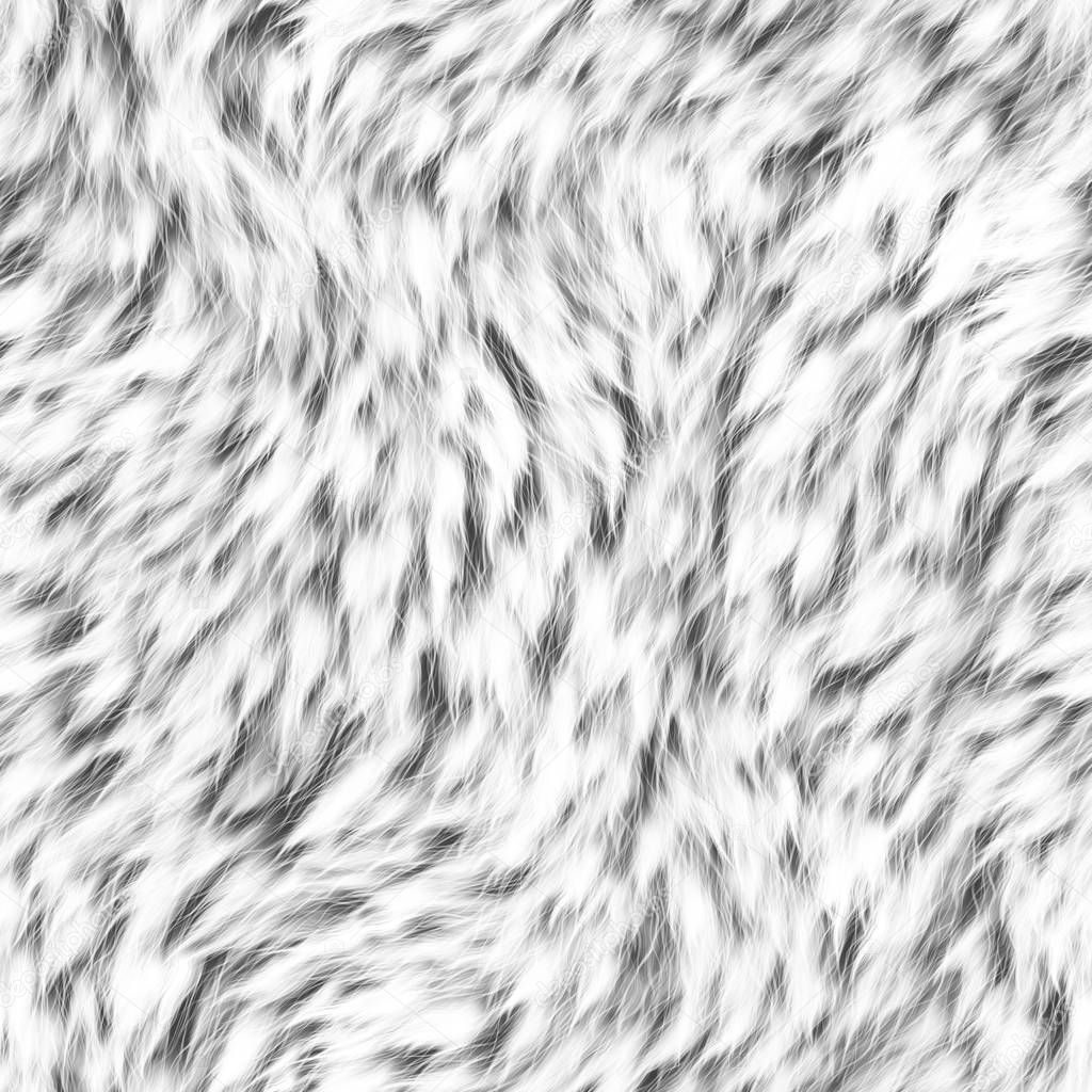 Fluffy white fur with long pile. Seamless texture ore background. Fabric fur texture.