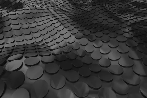 Черные Хай Тек Фоновые Круги Тиснутая Поверхность Рендеринг — стоковое фото