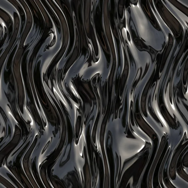 液体のブラック メタル 黒い波状の表面 暗い絹 テクスチャや背景 — ストック写真