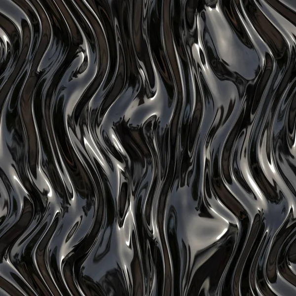 Liquid Black Metal Black Wavy Surface Dark Silk Texture Background — Stock Photo, Image