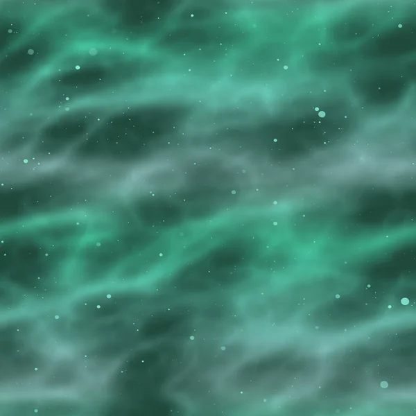 Space nebula. Green cosmic clouds, sky and stars. Seamless background or texture.