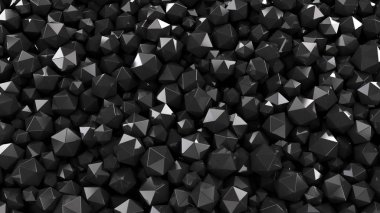 Siyah soyut lüks arka plan. Şekiller metal. Geometrik Çokgen nesneler. 3D render illüstrasyon. Yüksek çözünürlük.