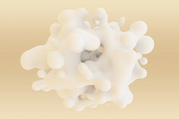 Figura Fluida Metabolismo Branco Gotas Sobre Fundo Dourado Fundo Abstrato — Fotografia de Stock